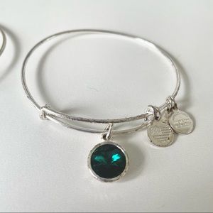 Alex and Ani Emerald Birthstone Silver Bracelet
